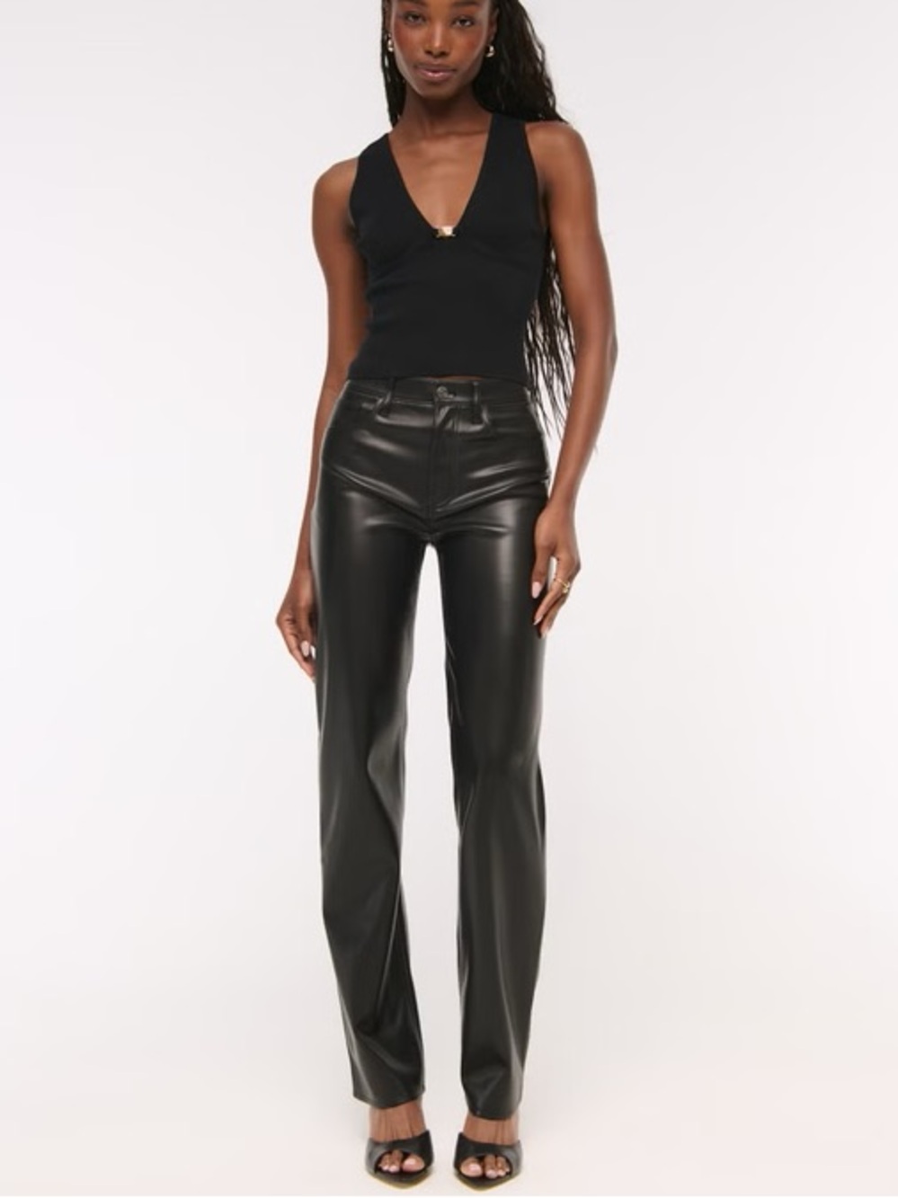 Abercrombie & Fitch The 90's Straight Ultra High Rise Vegan Leather Jeans